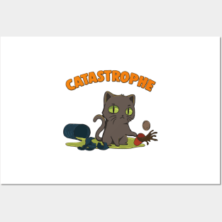 Cute Funny Catastrophe Kitten Spilling Drinks Cat Posters and Art